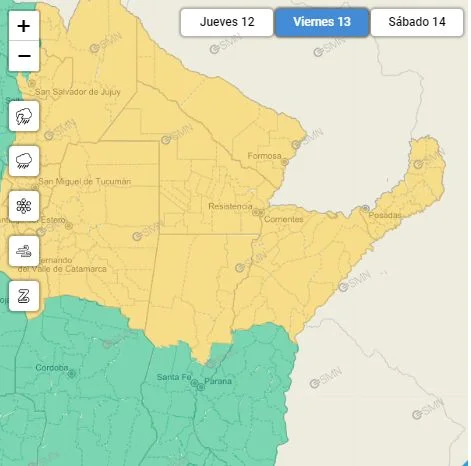 Alerta amarilla por lluvias y tormentas para Corrientes