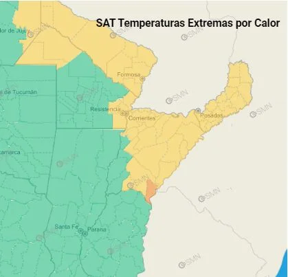 Alerta amarillo por calor extremo en Corrientes 