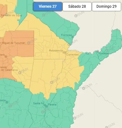 Alerta amarillo: se esperan lluvias y tormentas en Corrientes