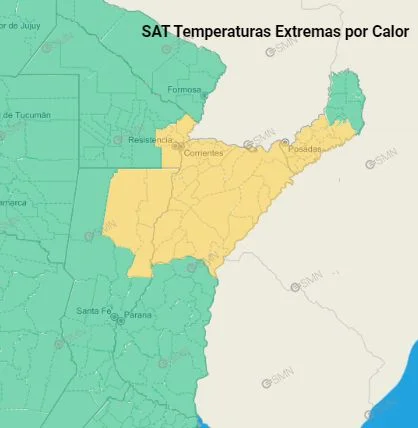 Calor: rige una alerta amarilla por temperaturas extremas en Corrientes
