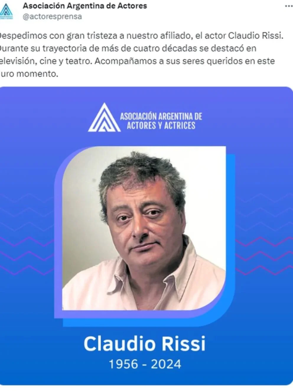 Murió Claudio Rissi, el actor que interpretó a "Marito" en El Marginal