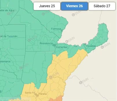 Alerta por lluvias y tormentas para 13 localidades de Corrientes